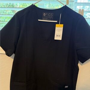 Figs Casma Three-Pocket Scrub Top Black Large